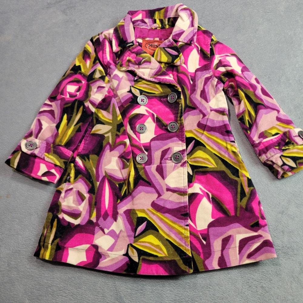 Missoni for Target Coat Girls 18-24M Pink Purple Floral Double Breasted Trench